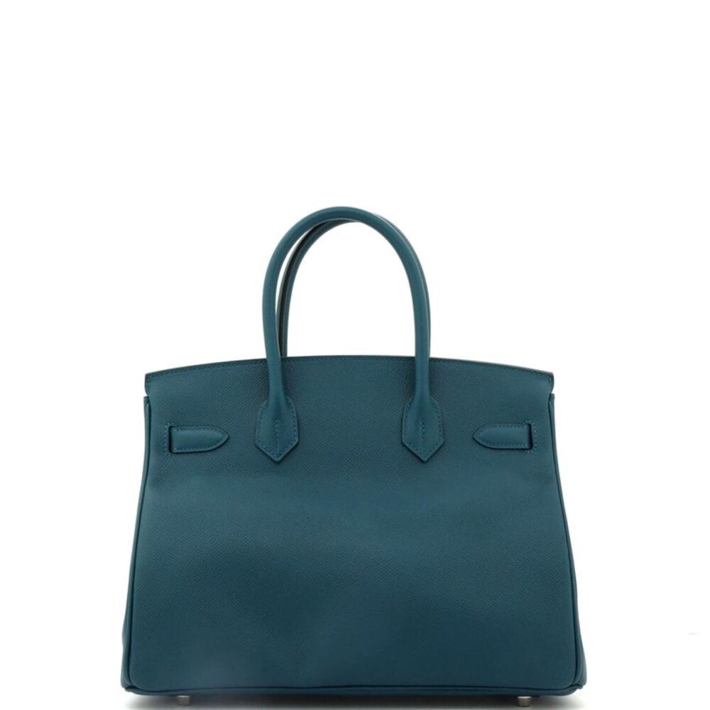 Hermes Birkin Handbag Colvert Epsom with Palladium Hardware 30 Blue - Picture 4 of 8